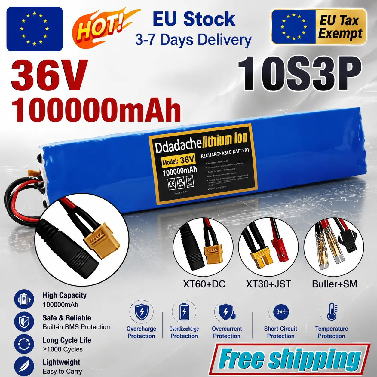 Hochleistungsfähiger 36V 10S3P 18650 Lithium-Akku, integrierter Sicherheits-BMS-Schutz, Ersatzakku für M365 Elektroroller