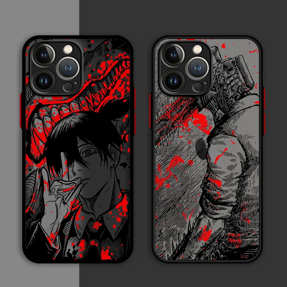 Case For Apple iPhone 11 15 Plus 13 14 Pro Max 12 Mini 7 8 XR X XS 6 6S SE 15+ 14+ 7+ 8+ Matte Phone Cover Chainsaw Man Anime