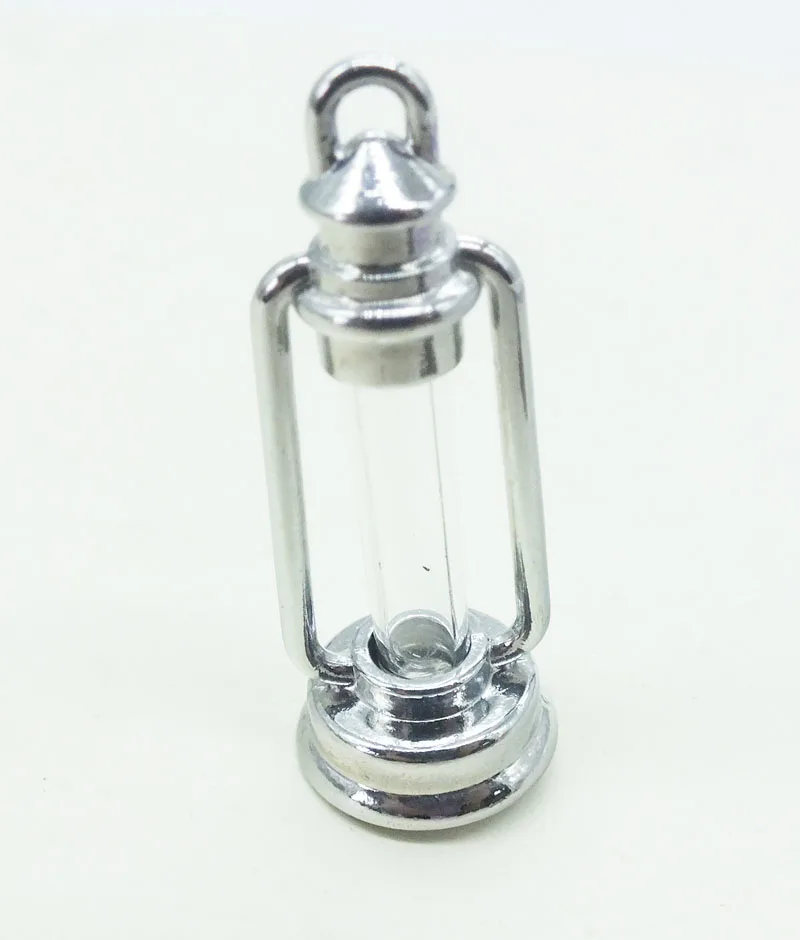 100pcs/10PCS Exquisite retro style train lantern pendant Fashion Miniature Wishing Bottle Glass clear Perfume charm vial pendant