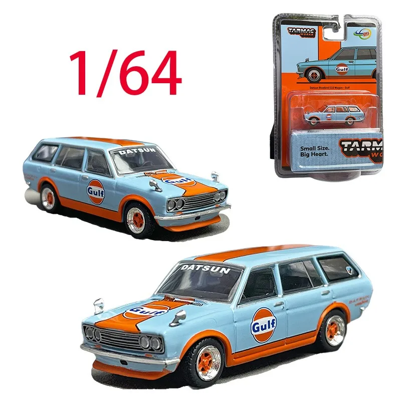 

Tarmac Works Diecast 1/64 Datsun Alloy Car Model Datsun 510 Gulf Oil Indonesia Edition Play Vehicles Toys for Boys Original Box