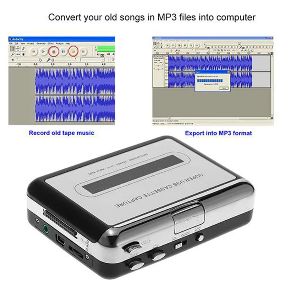 USB Cassette Tape to PC Super USB Cassette-To-MP3 Capture Audio Music Player CD Converter