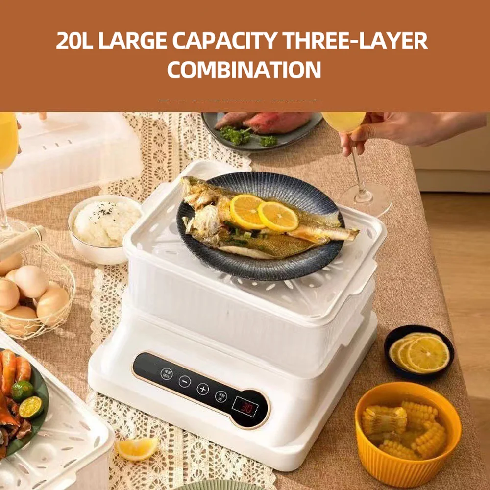 Cuiseur vapeur électrique multifonctionnel, cuiseur à vapeur à trois couches, entièrement automatique, machine à petit-déjeuner, ménage