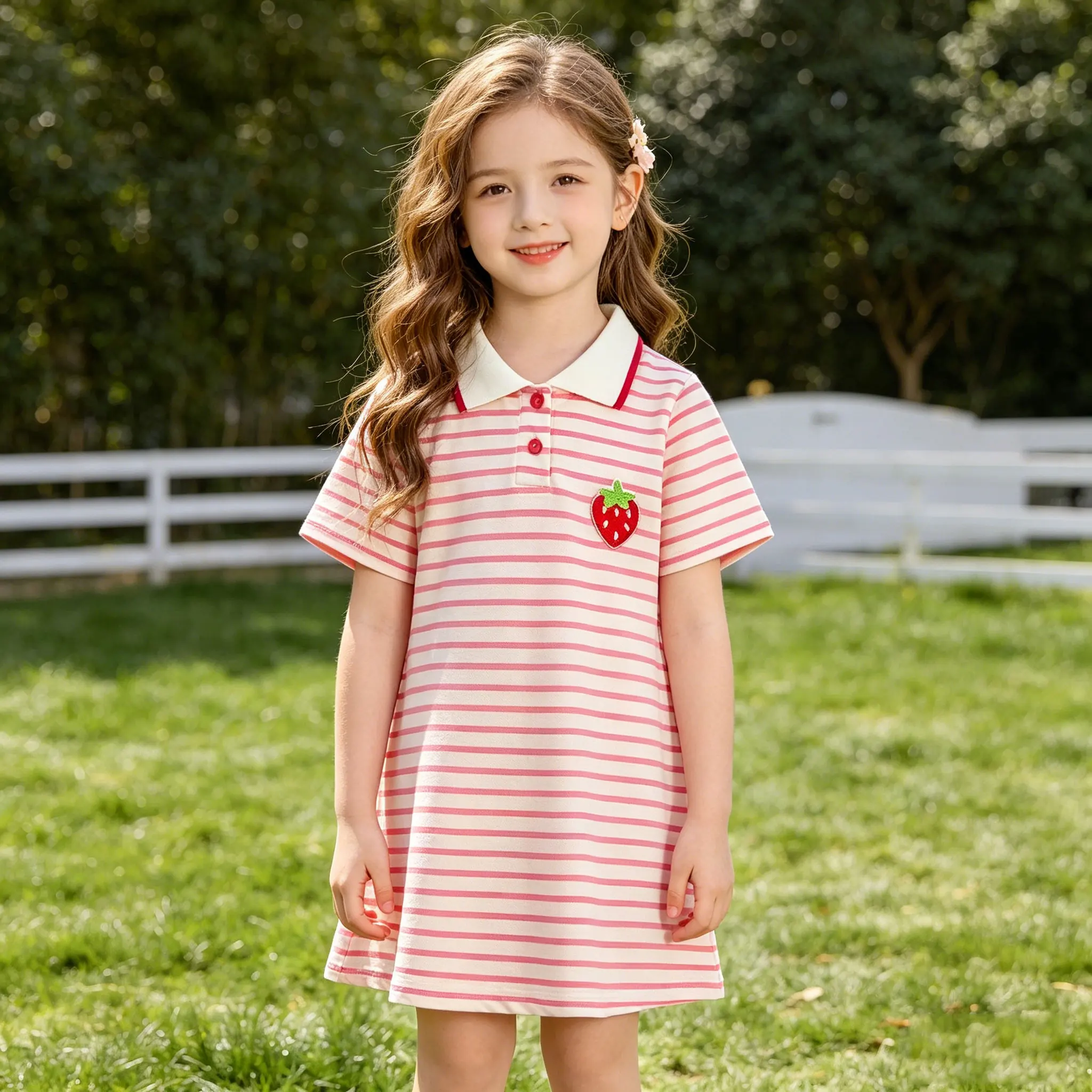 Girls Striped Polo Dress 2026 Stripe Short Sleeve Knit Dress for Kids Casual  A-line Dress for Toddler Summer School Daily Wear