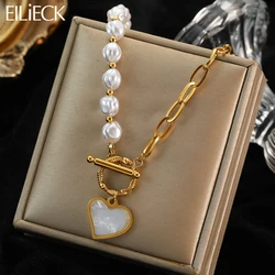 Eilieck 316l Edelstahl Perle Herz Anhänger Halskette für Frauen neue trend ige Temperament einfache Halskette Schmuck Geschenke