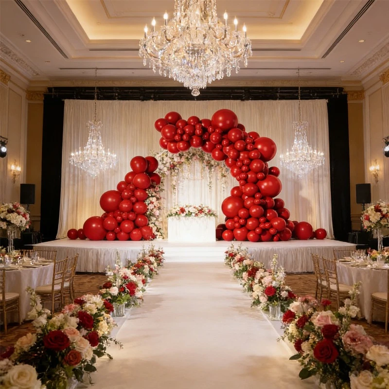 138Pcs Dark Burgundy Red Latex Balloons Kit 5/10/12/18" Dark Wine Red Balloons for Birthday Christmas Wedding Party Decoration - view 4
