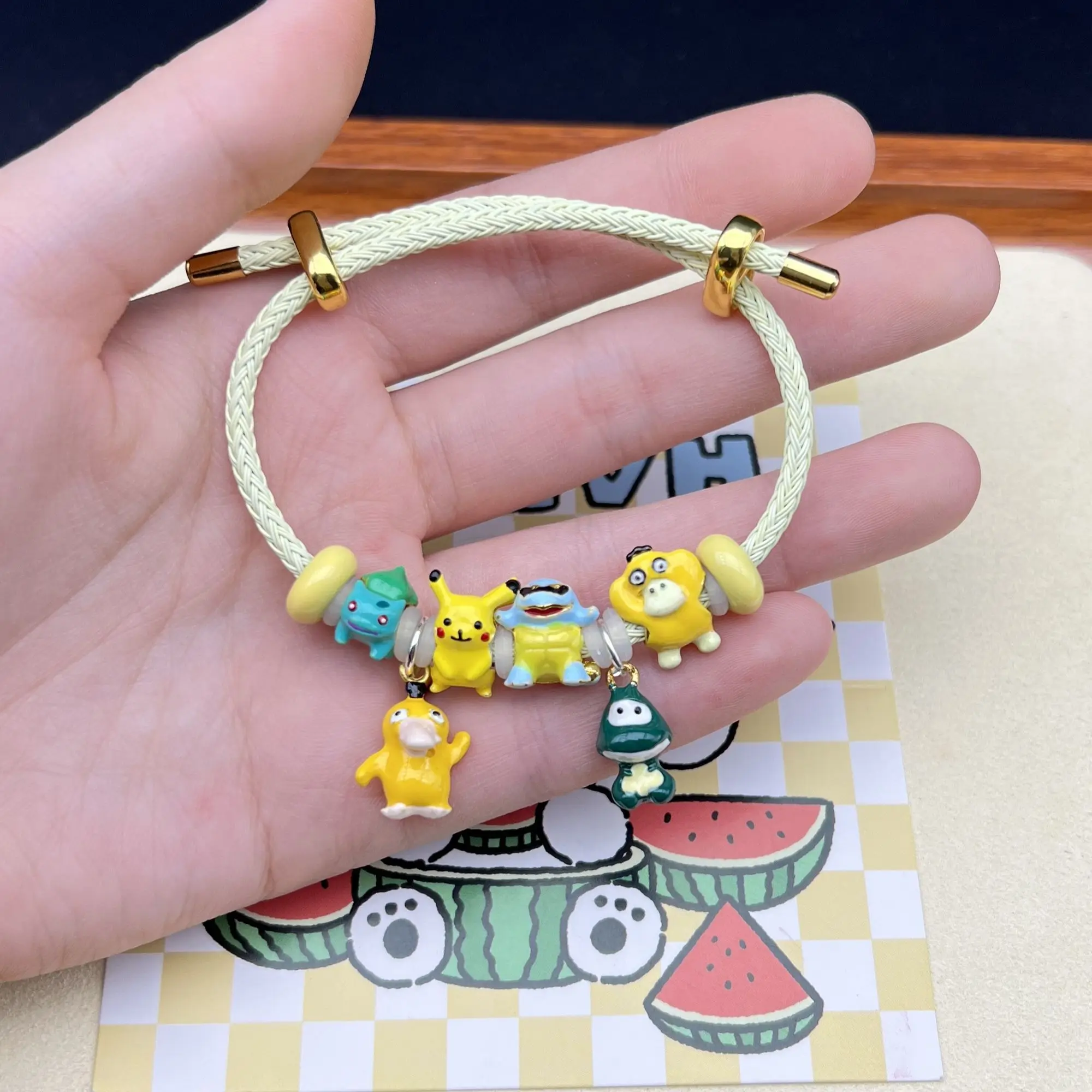 

2025 New Beaded Finished Pikachu Bracelet Alloy Hand-painted Beads Cute Original Design