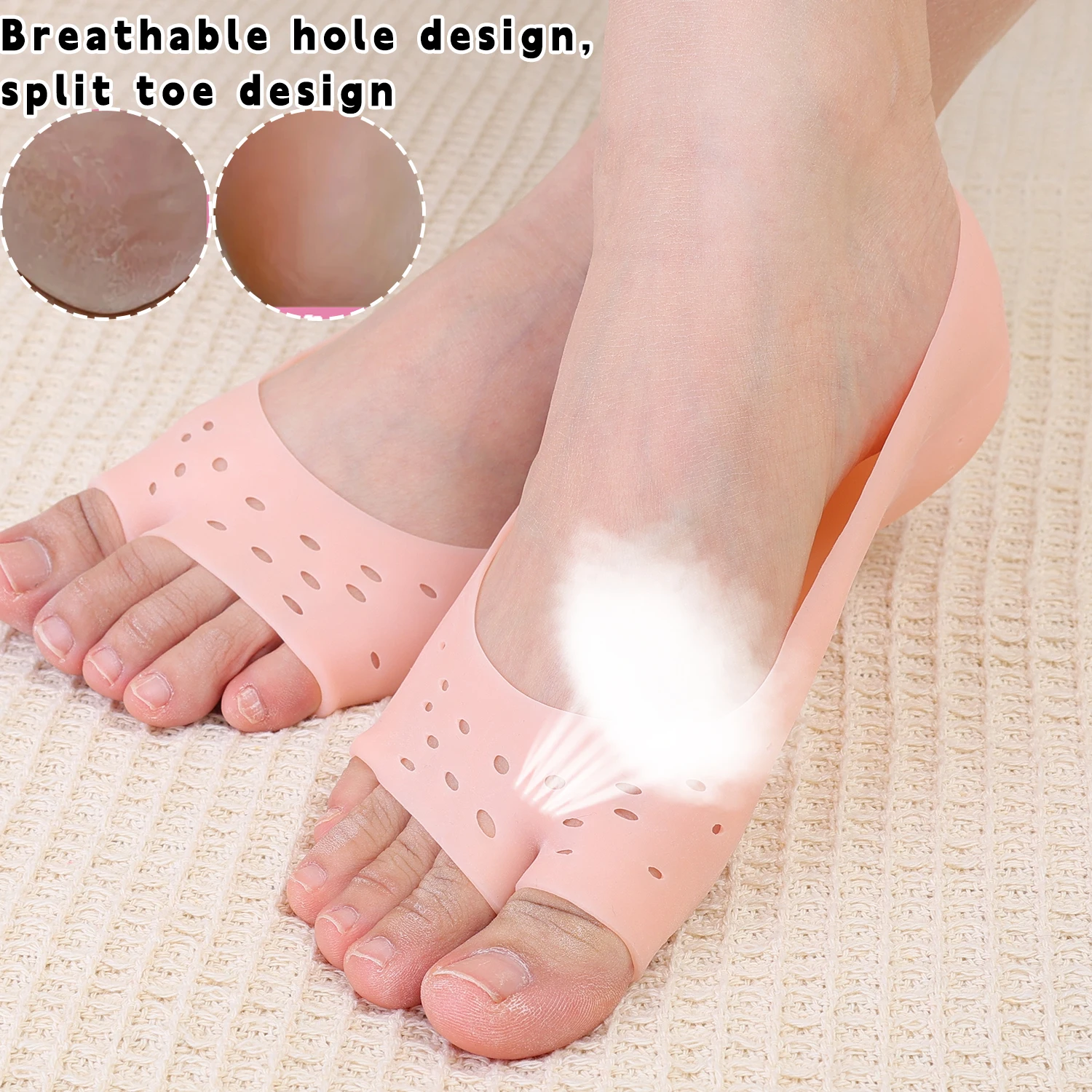 Almohadillas de silicona transpirables para dedos abiertos, Gel separador de dedos hidratante, alivio del dolor, almohadillas para el antepié, ampollas para callos, cuidado del maíz