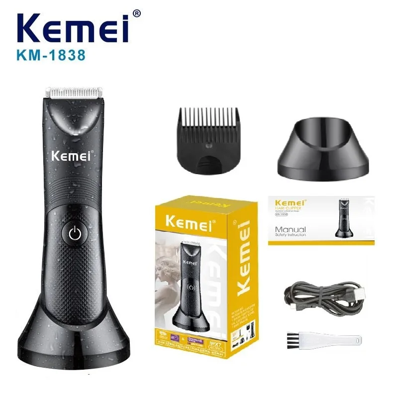

Kemei KM-1838 Groin Area Hair Trimmer Lawn Mower Ceramic Blade Waterproof Wet Dry Clippers Pubic Armpit Body Hair Hygiene Razor