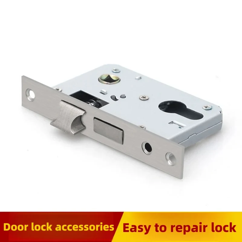High Security Anti-Theft Door Lock Cylinder, Single Tongue Mute Lock Barrel with Heavy Spring, Household Hardware for Indoor Woo