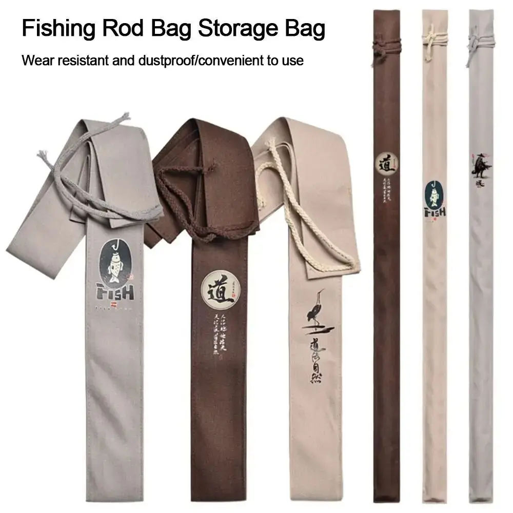 

130cm Fishing Rod Bag Canvas Chinese Style Folding Fishing Bag Large Capacity Tao Follows Nature Fishing Tackle Bag