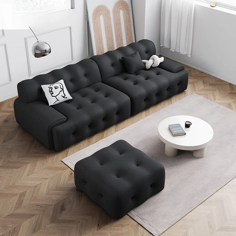 Canapé de célébrité d'internet rétro Simple, petit appartement, salon, mode française, canapé noir pour trois personnes