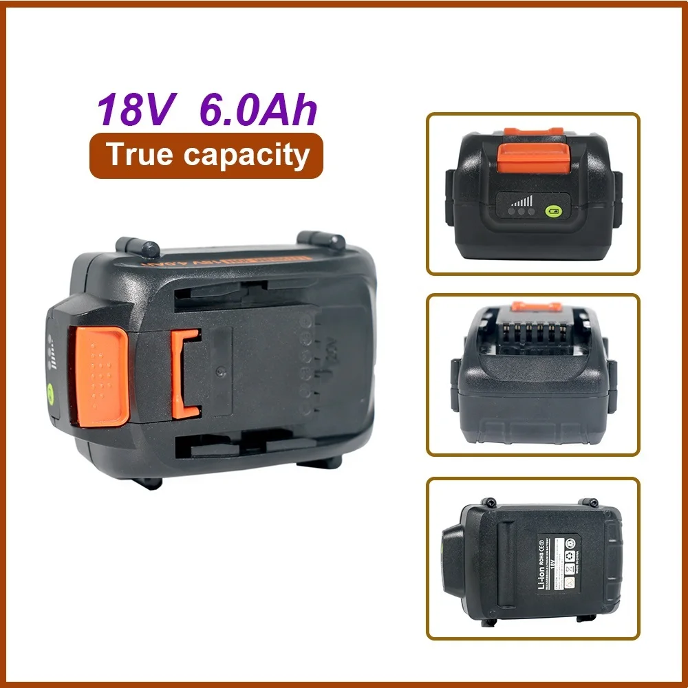 WORX電動工具およびガーデンツール用 20V 3Ah 5Ah 6Ah リチウム電池 電気充電表示 Worx WA3512 WA3551 WA3553 WA3570対応