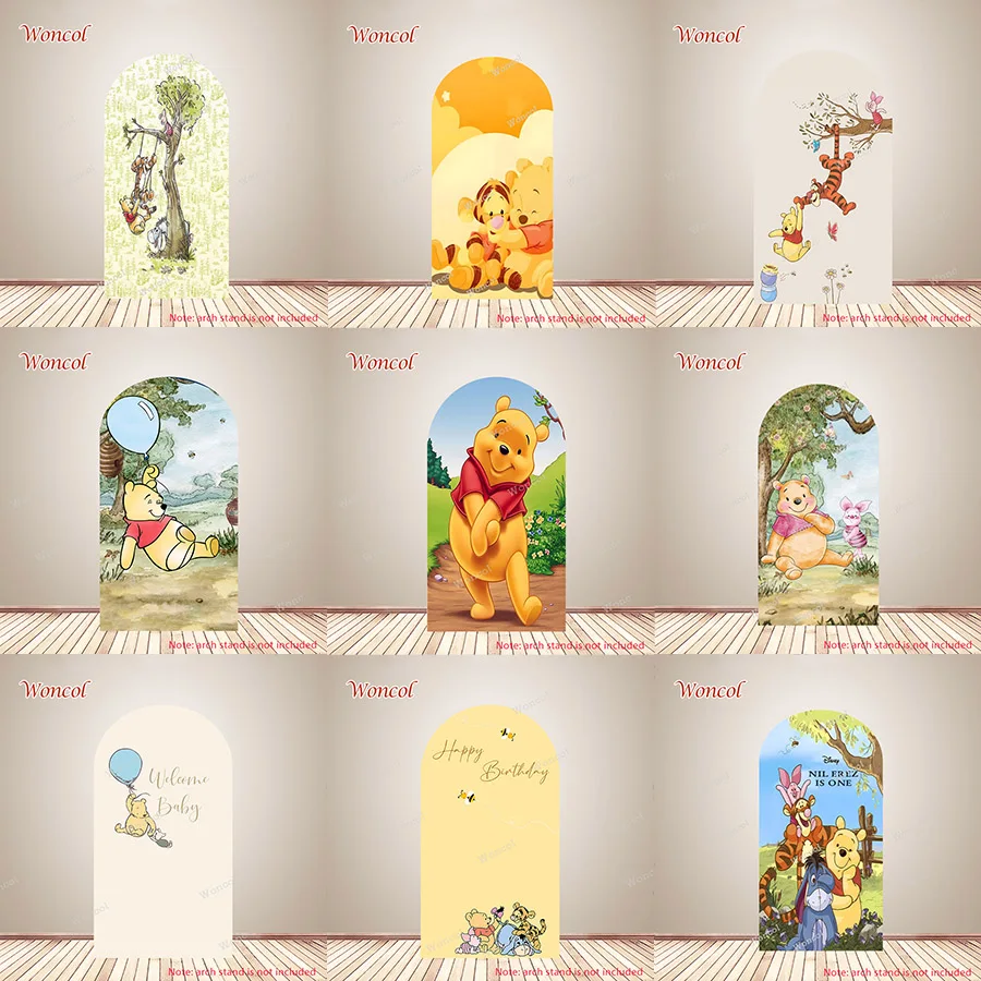 Winnie The Pooh Arch Cover Piglet Eeyore Tigger Pooh Birthday Backdrop Polyester Custom Winnie The Pooh Double-Sided Arch Cover