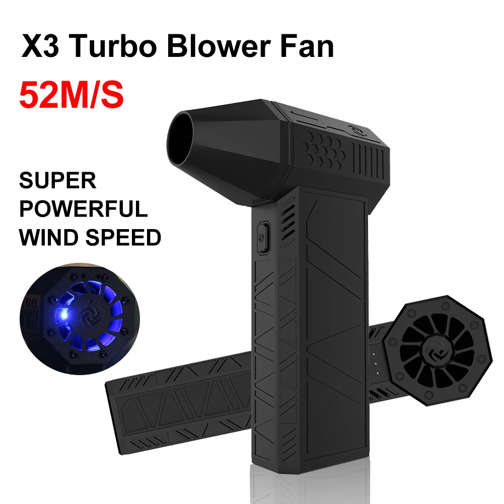 Mini Ventilador Turbo Ventilador, Turbofan Violento, Motor Brushless Recarregável, Duto de Alta Velocidade, USB, 130000 RPM, 52 m/s