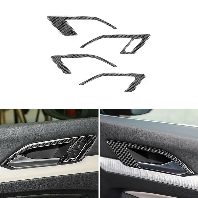 

4pcs For VW Golf 8 GTI MK8 2021 2022 2023 Car Accessories Soft Carbon Fiber Inner Door Handle Panel Doors Bowl Frame Cover Trim