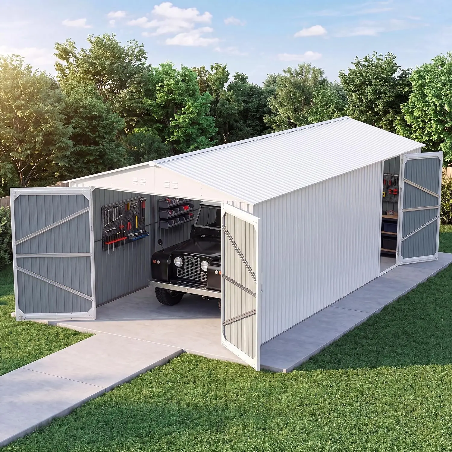 Large Outdoor Metal Storage Shed Without Window 10x20ft, Customized
