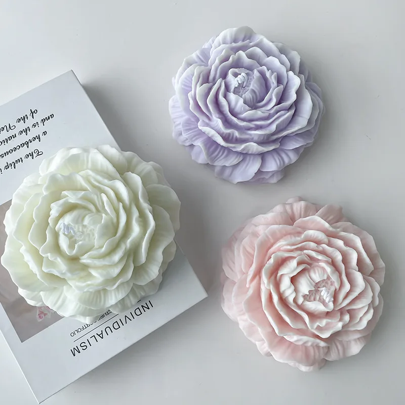 Large Peony Flower Silicone Mold Homemade Peony Scented Candle Plaster DIY Flower Mold