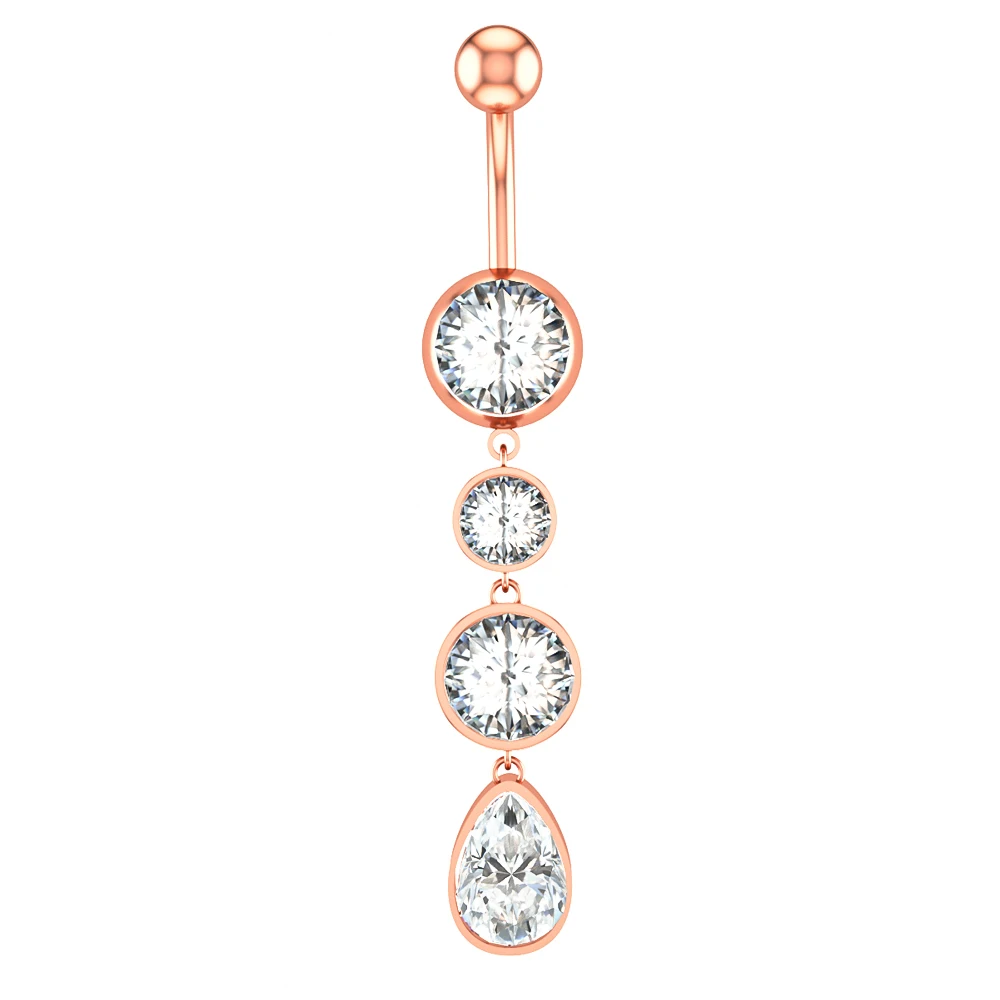 Flower Butterfly Dangled Belly Button Rings, Stainless Steel