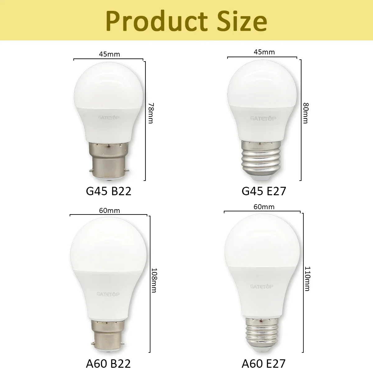 E27 B22 DC AC 12 V-85V bohlam LED, lampu sorot putih hangat dingin isi 10 buah