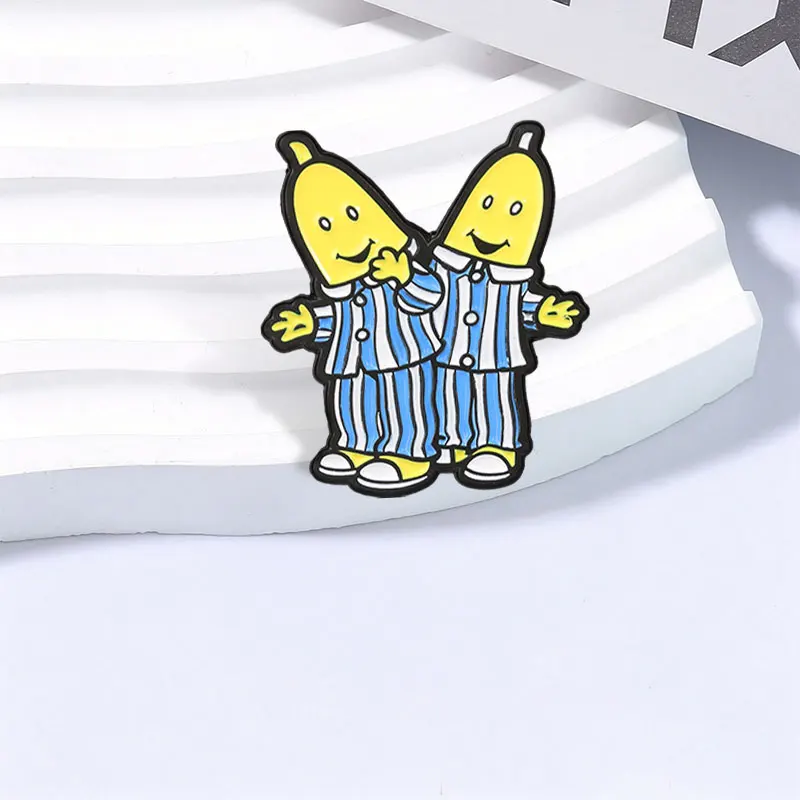 Funny Pajama Banana Man Enamel Pin Retro Cartoon Children's Animated Brooch Lapel Pin Badge on Backpack Accessories Jewelry Gift