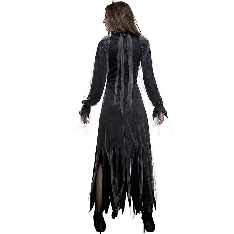 Abito da sposa morto di Halloween Costumi cosplay di amore spirituale di Halloween Costume da sposa fantasma orribile Abito lungo Costume da vampiro