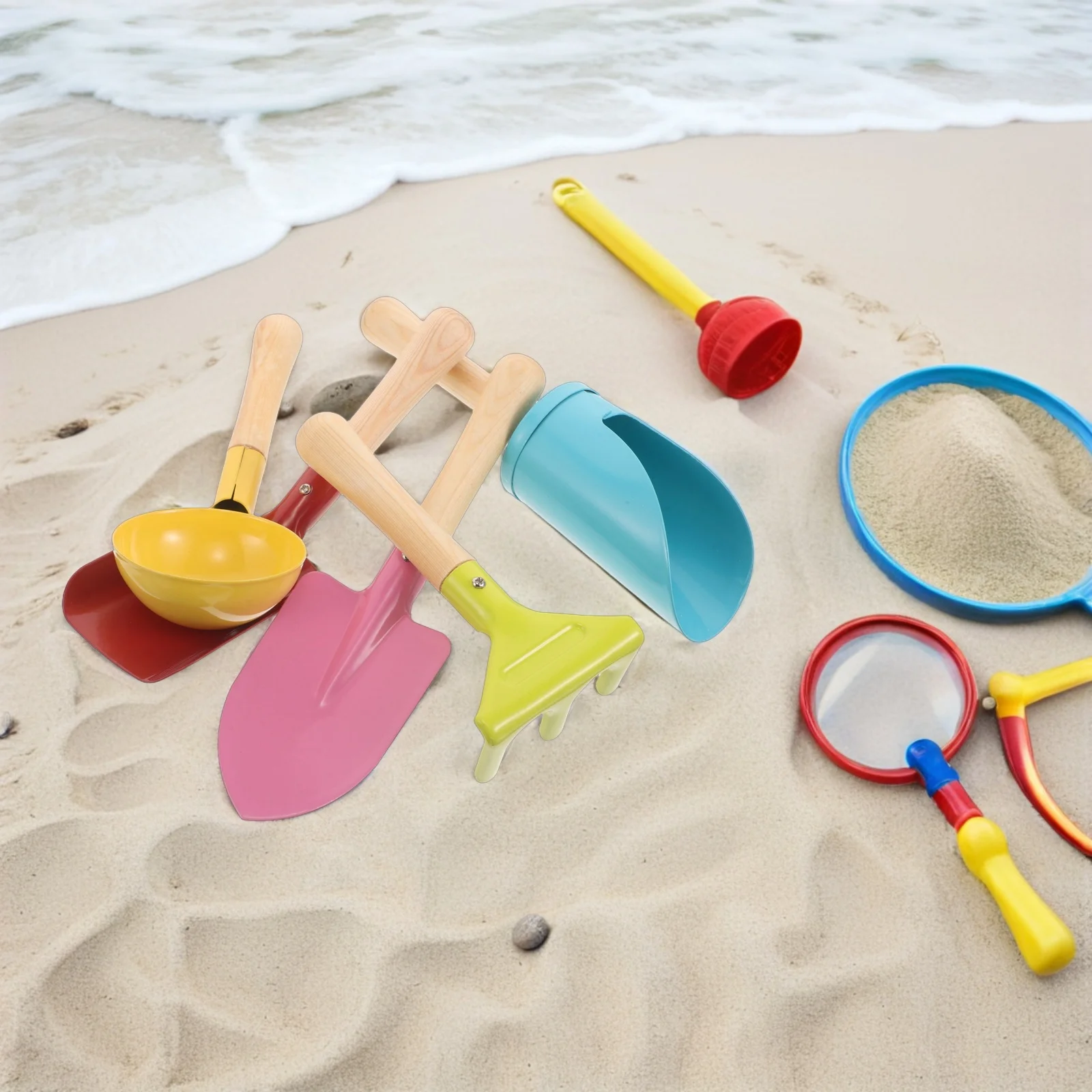 

5Pcs Childrens Garden Tool Set Durable Lightweight Easy Clean Shovel Rake Fork Beach Supplies Sandbox Activities Toddler