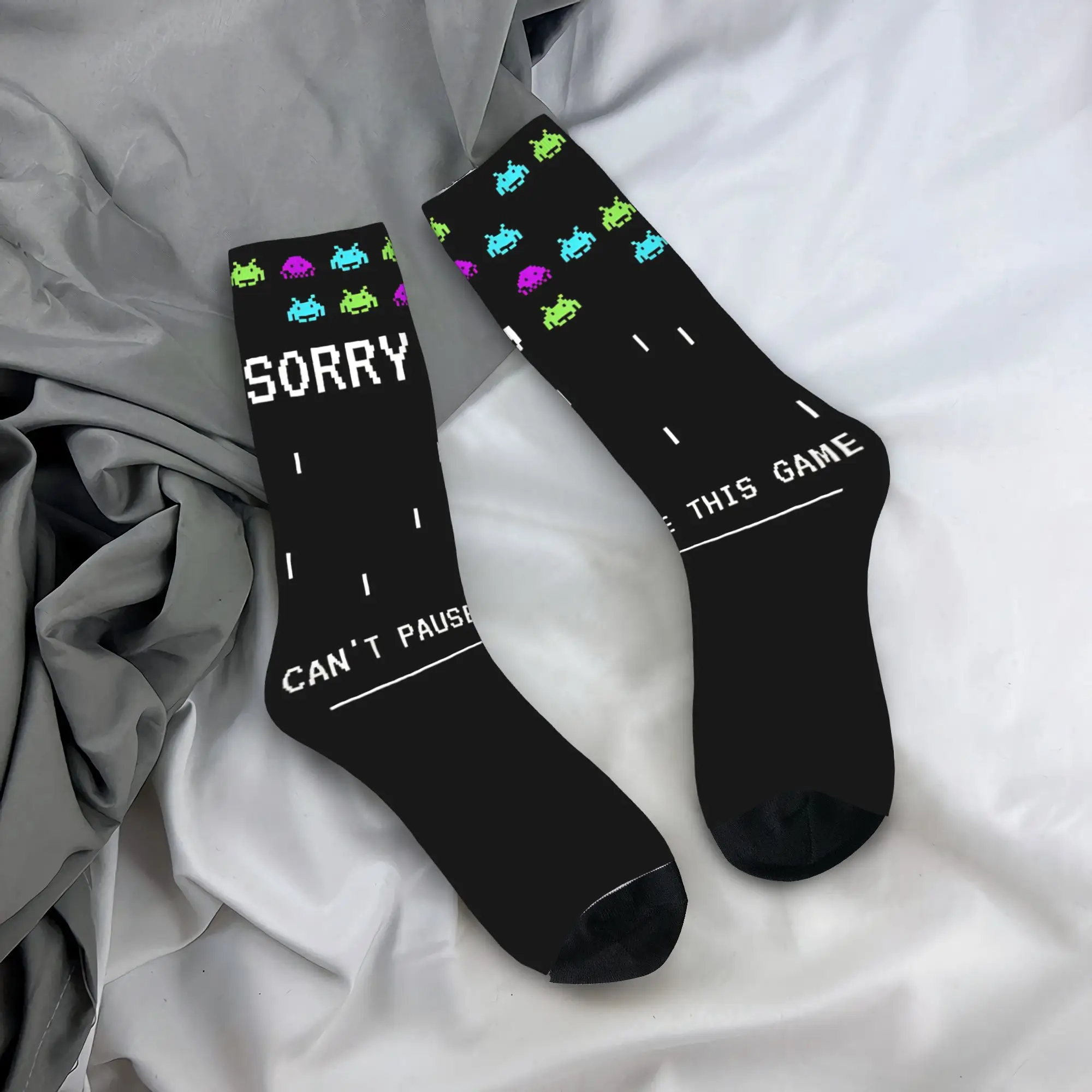 Space Invaders Funny Socks  Fashion Stockings Unisex Men Soft Outdoor Sports Socks Winter Graphic Non Slip Socks