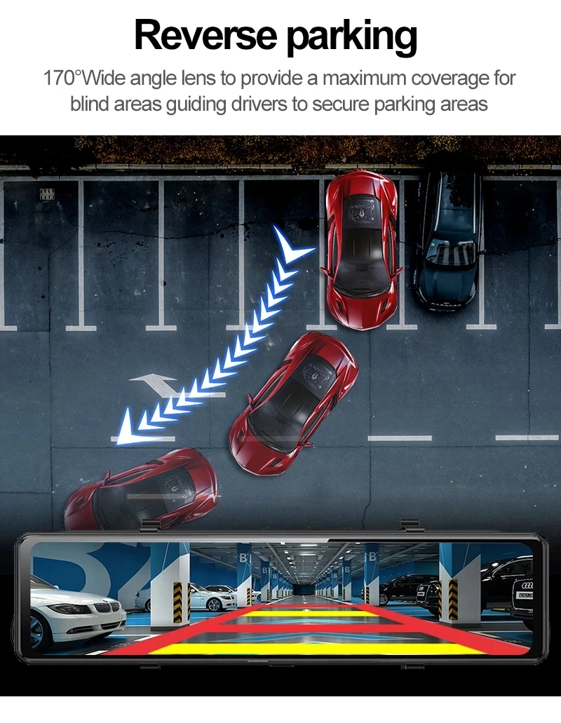 12 بوصة 4K سيارة مرآة الرؤية الخلفية مسجل فيديو كاميرا DVR مع سوني IMX415 الترا HD داش كاميرا GPS عكس الفيديو للرؤية الليلية