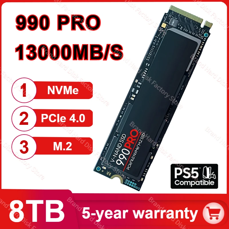 New 990PRO SSD 8TB 4TB 2TB 1TB Internal Solid State Disk M2 2280 PCIe Gen 4.0 X 4 NVMe for PlayStation 5/PS5/Laptop/PC/PS4