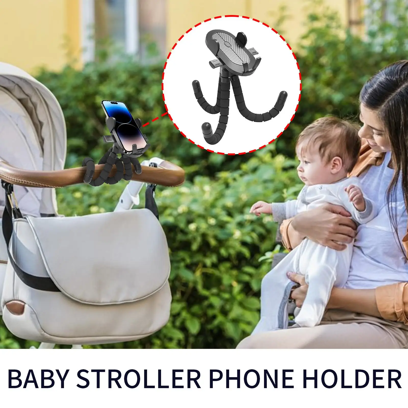 

Крепление для телефона на коляске, вращающаяся на 360° подставка для смартфона, нескользящий гибкий держатель для телефона для корзины для покупок, каякинга, мотоцикла, стола