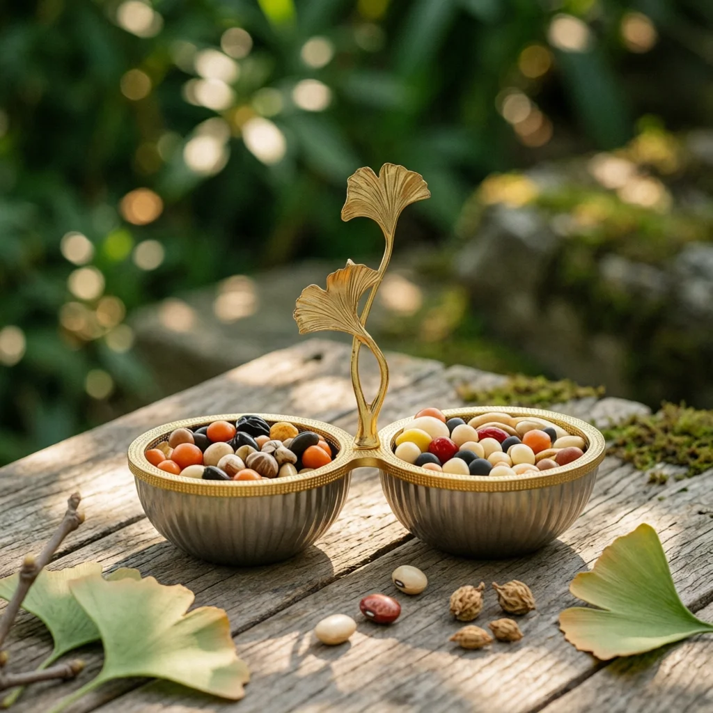 Connected Snack Bowls Silver-Toned Candy Dish with Handle Snack Bowl Reusable Nut Bowl Two-Tier for Hosts, Tabletop