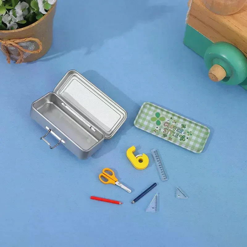 1 ensemble maison de poupée Simulation Mini boîte à crayons papeterie règle modèle pour maison de poupée décor enfants semblant jouer jouets cadeau