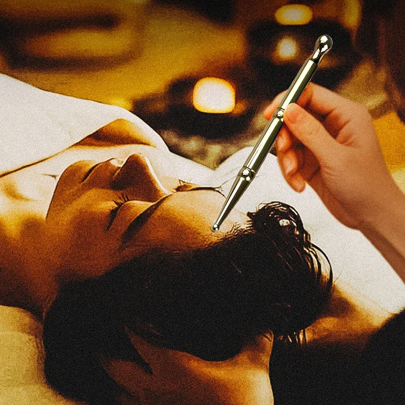 

Латунная массажная палочка для лица с двойной головкой, инструмент для ухода за кожей, ложка для акупрессуры, ручной роликовый массажер для тела, массажная планка