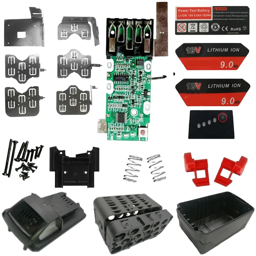 

Plastic Shell Battery Case with Protective PCB Board For Compatible with 18V 3 6 9Ah Rechargeable Power Tool Batteries