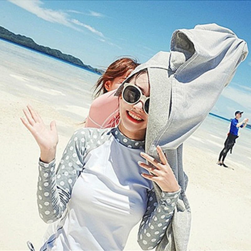 بدلة غطس للنساء انقسام الجسم الحديقة المائية suntan بدلة طويلة الأكمام ملابس السباحة قنديل البحر بدلة الغوص بدلة لركوب الأمواج