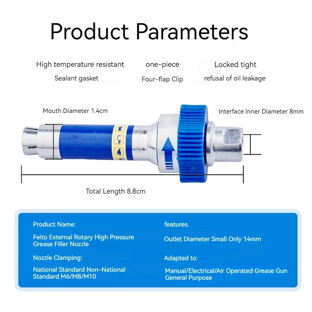 Grease Coupler Lock Clamp Type Grease Nozzle M6/M8/M10 Quick Release Car Syringe Lubricant Tip Oil Pump Lock on Tools Grease Gun