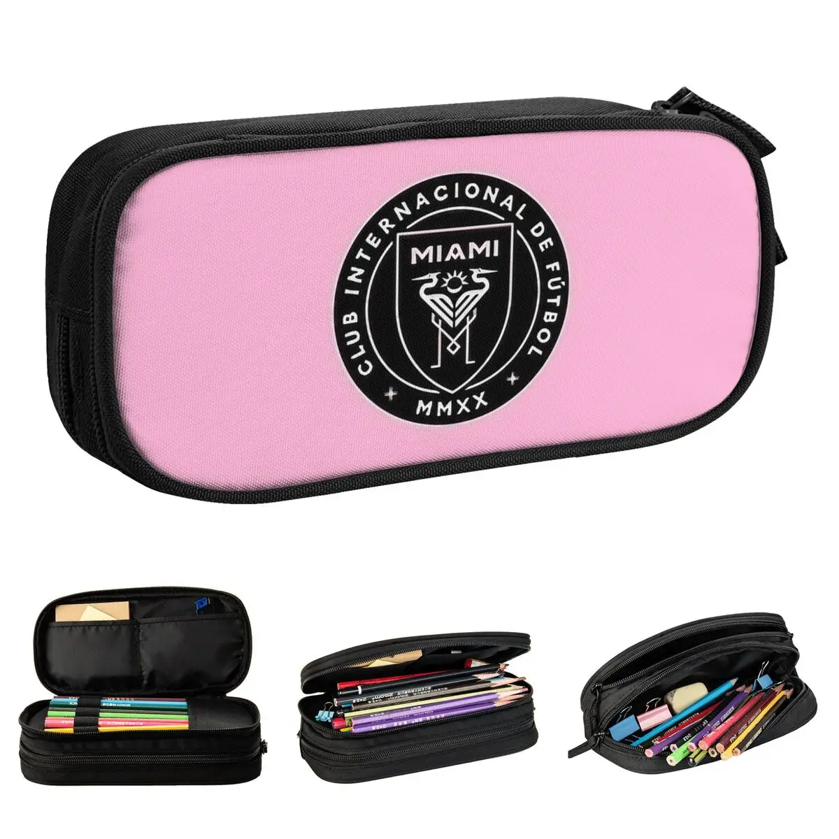 messied inter miami pencil case pen holder para meninas e meninos grande bolsa de armazenamento material escolar papelaria com ziper 10 01