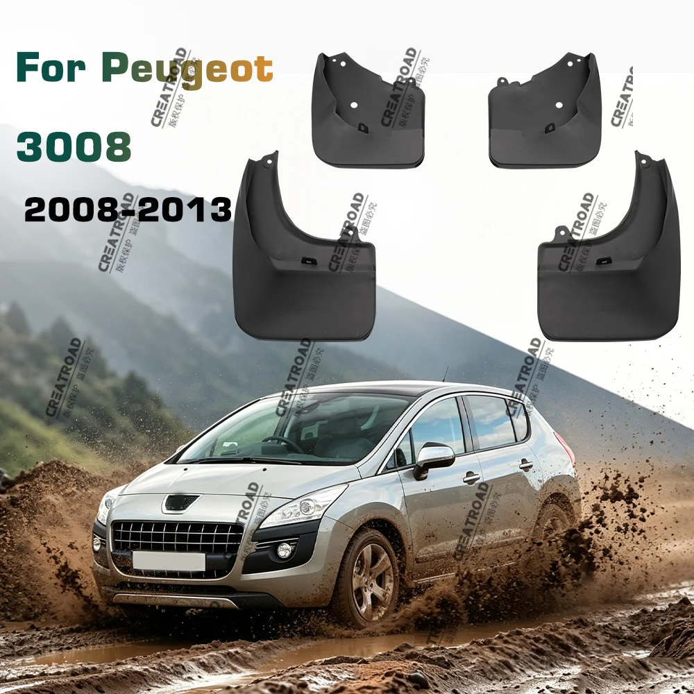OE-Stil geformte Schmutzfänger für Peugeot 3008 2008–2013 Schmutzfänger Spritzschutz Klappe Kotflügel Auto Styling 2009 2010 2011 2012