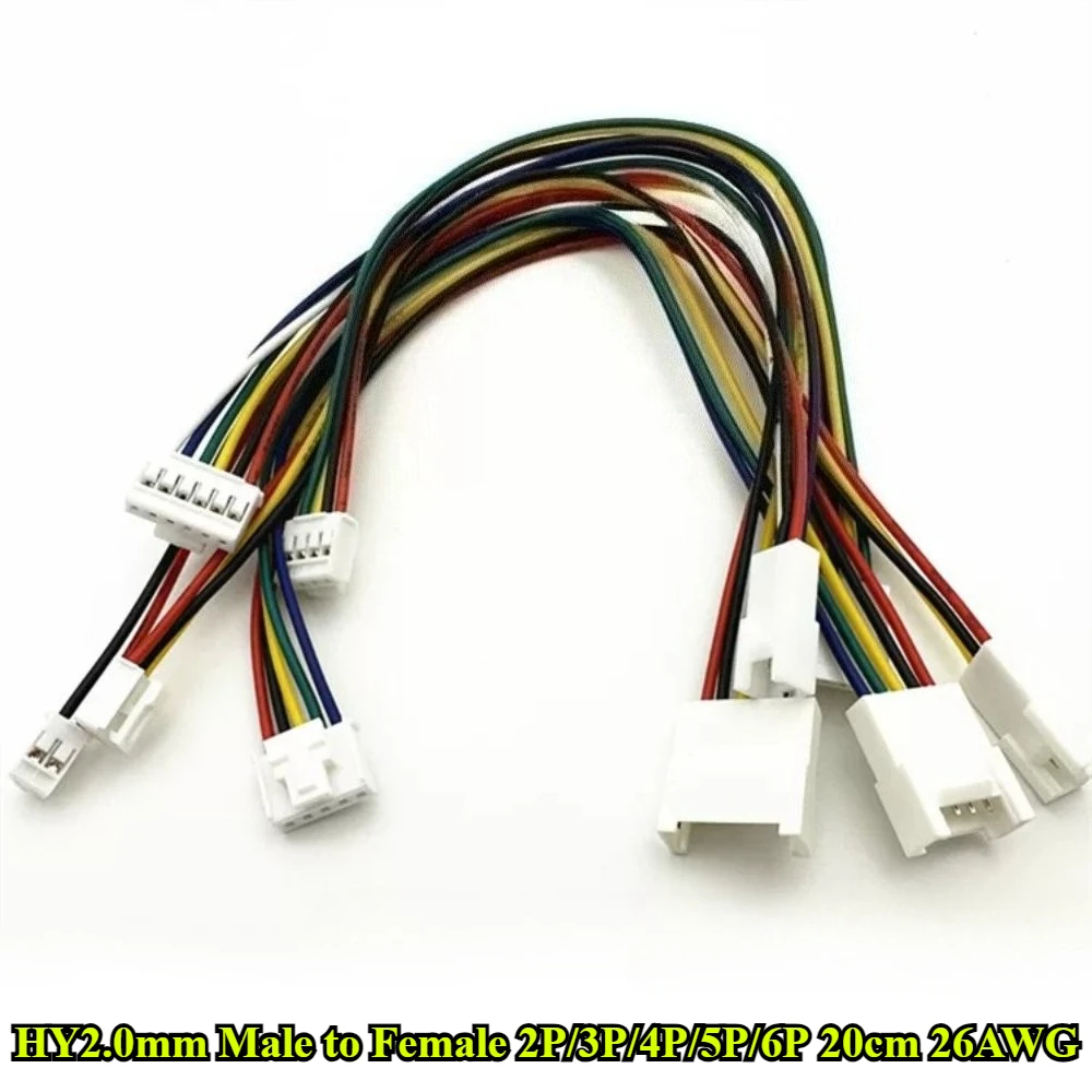

5/10Pcs HY2.0mm Male head to Female head 2P/3P/4P/5P/6P Terminal Wire Length 20cm 26AWG Electronic Wire Connector Extension Cord