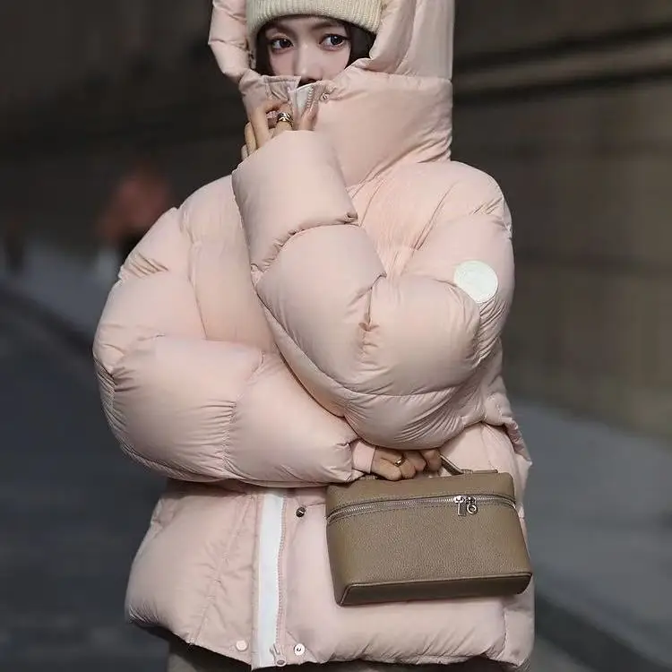 

Women's Puffer Jaet ort Hooded Thiened Outdoor Bread Sle Du down Vest Korean Version Straight Cut Autumn Winter Coat