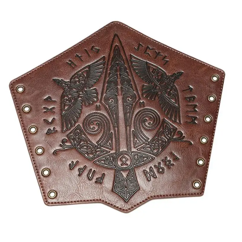 652F Guardia da polso Halloween per giochi ruolo maschile Pirata PU Medievale Pirata Cavaliere Guanto da polso Bracciale