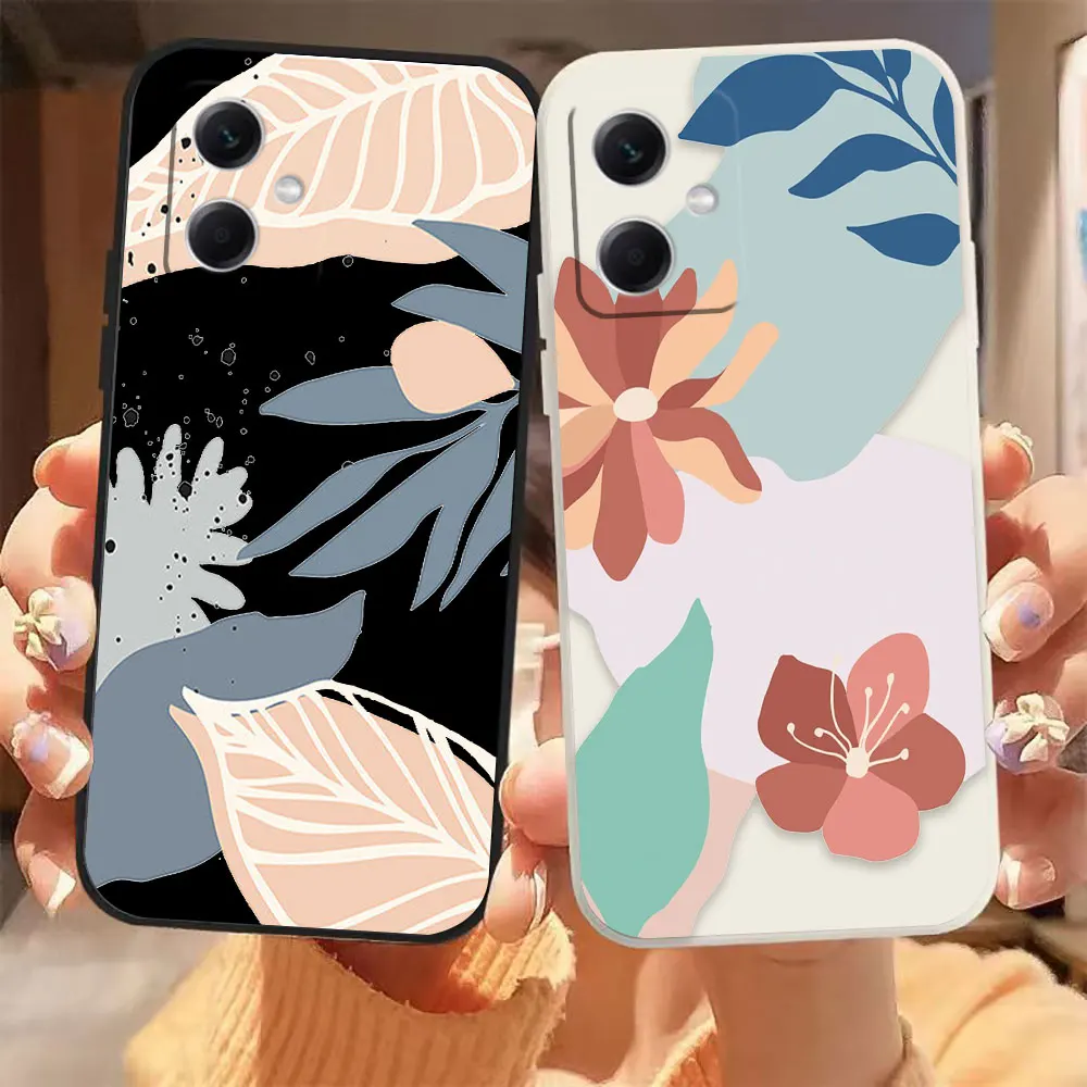 Art Painting Of Flowers Leaves Case For Redmi Note 12 11 11T 11R 11E 11S 10 9 9S 8 7 7S PRO PLUS 4G 5G Colour Liquid Case Funda