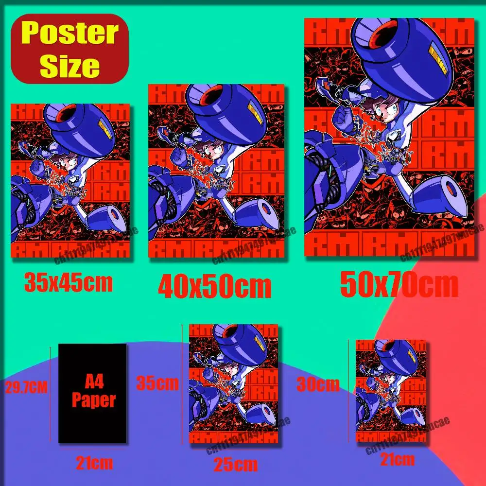 For Game M-Megaman R-Rockman Poster Sticker Paper Bars Custom Self-adhesive Ornament Collectibles Playbill Cover