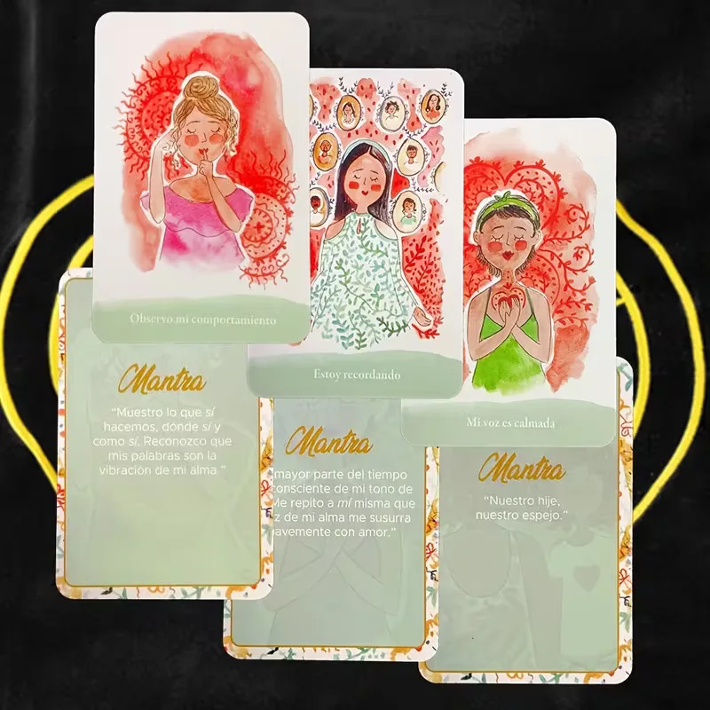 Crianza Espiritual Spanish Oracle Cards 40-Piece Spiritual Parenting Affirmation Deck, Watercolor Cards for Meditation 6*8.9cm