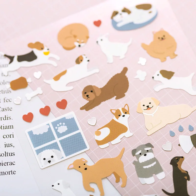 Korean Import Suatelier Cute Cartoon Dog Style Sticker Scrapbook Decoration PVC Stationery DIY Stickers School Office Supply