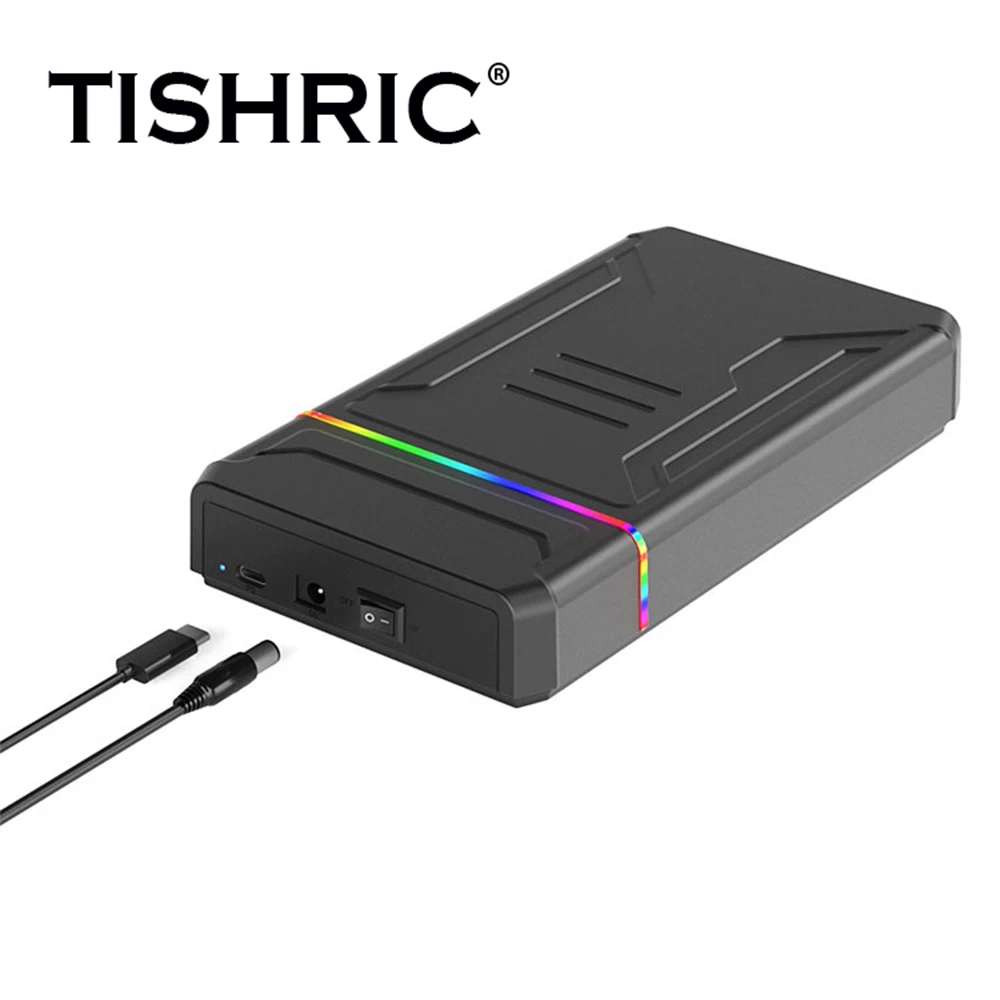 Tishric Harde Schijf Enxlosure Externe Hd Case Sata 2.5/3. 5-Inch Led Type-C Draagbare Ondersteunt Tot 18Tb Capaciteit Hdd Case