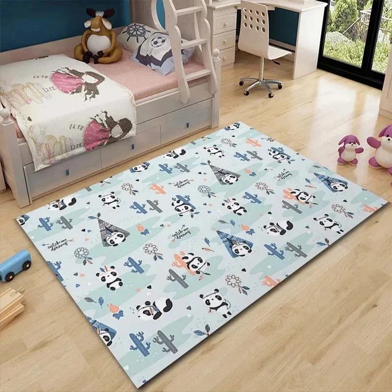 Cartoon Cute Panda Carpet for Bedroom Baby's Crawling Mat Cute Animals Series Soft Rug Play Mat Bed Area Rug Parlor Decoration