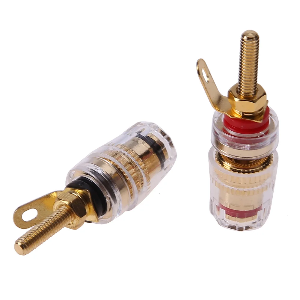 20-2PCS Brass Speaker Amplifier Binding Posts Terminals Crystal Transparent Terminal Sound Panel Speaker Base for Banana Plug