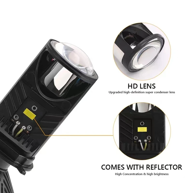 Y6 H4 Projector Lens Headlight H4/9003/HB2 Car LED Headlight Canbus 6000K Hi/Lo Beam Mini Projector Turbo Fan Bulb For Car Motor view 3