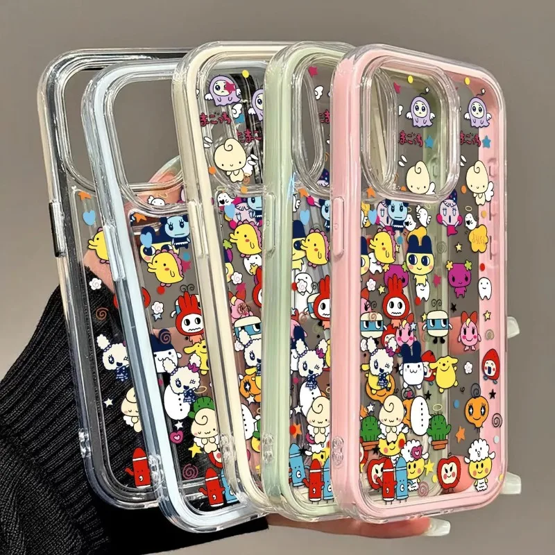 

kawaii Tamagotchi mametchi Colorful 2-in-1 Phone Case For IPhone 16PROMAX 15PLUS 14PLUS 13 12 Pro Max Transparent Back Cover
